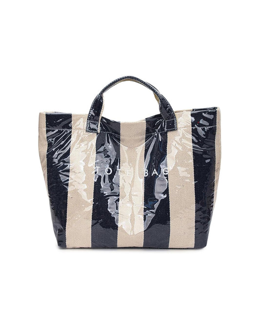 Waterproof Tote in Navy Stripe