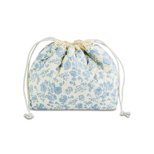 Floral drawstring bag on a white background