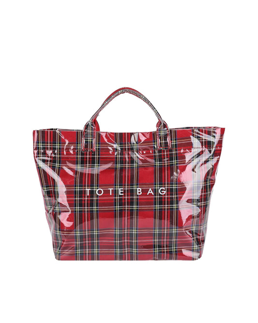 Waterproof Tote in Red Plaid