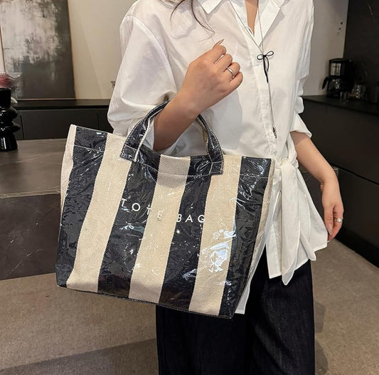 Waterproof Tote in Navy Stripe