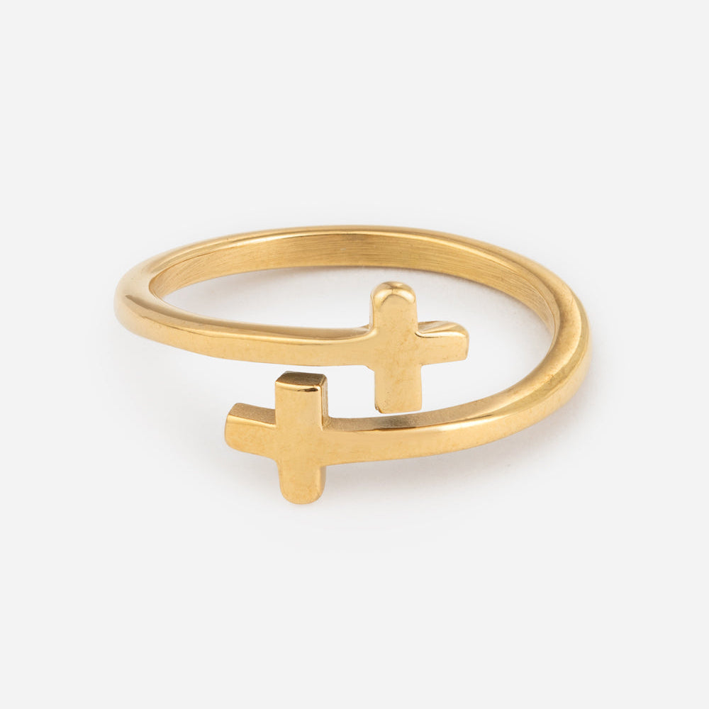 Gold Wrapped Cross Ring