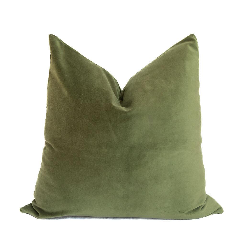 Holly Velvet Throw Pillow in Green