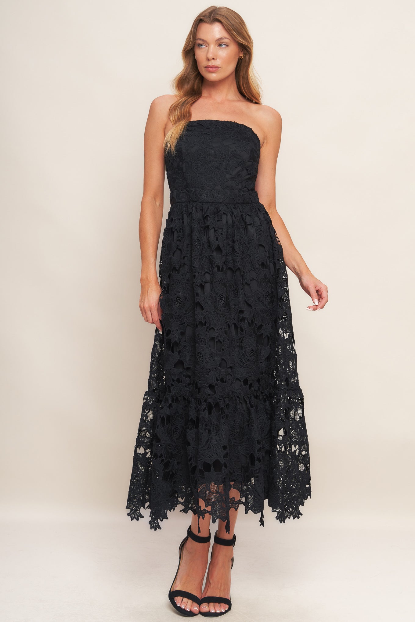 Carefree Nights Lace Midi Dress