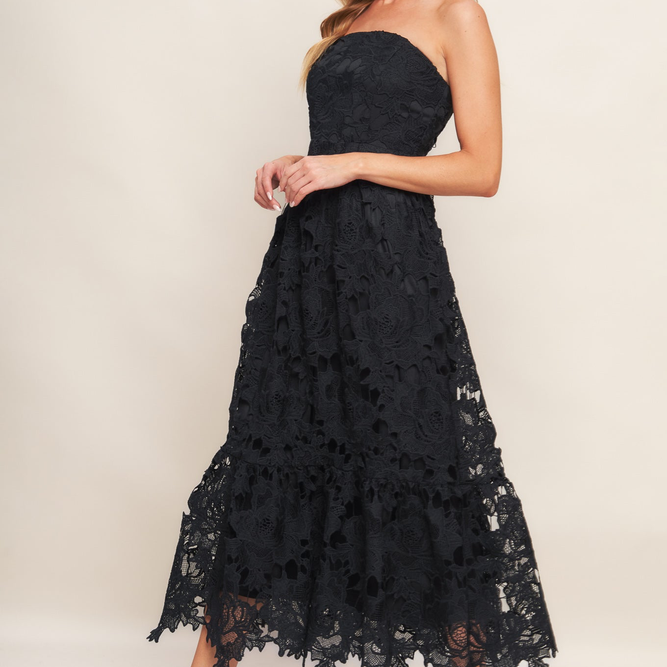 Carefree Nights Lace Midi Dress