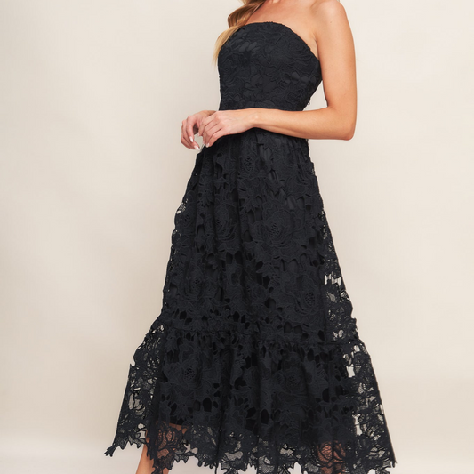 Carefree Nights Lace Midi Dress
