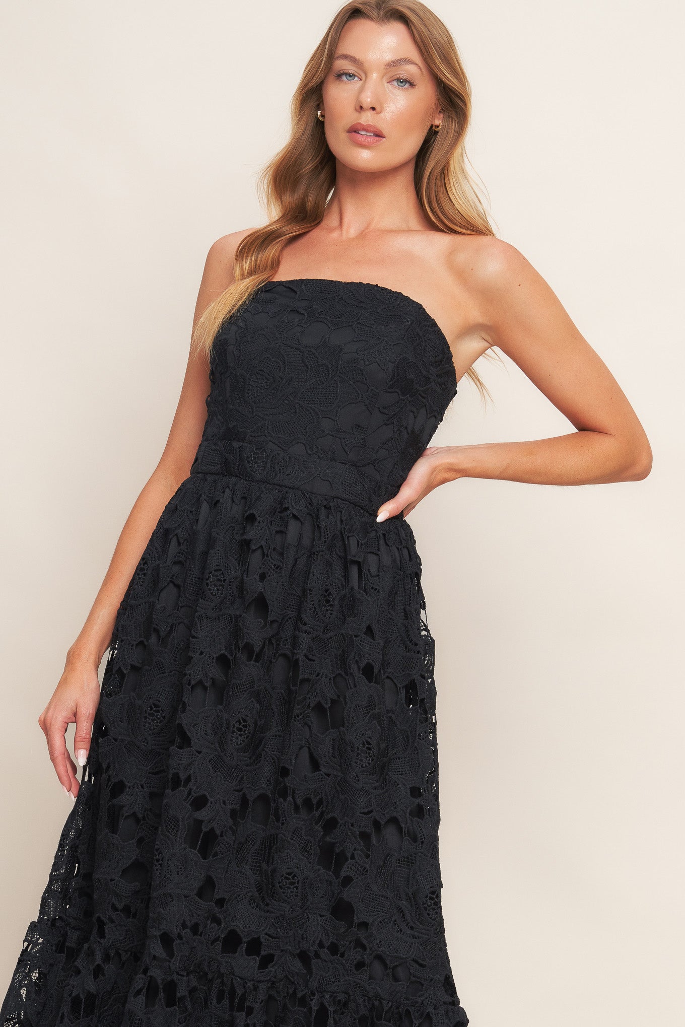 Carefree Nights Lace Midi Dress