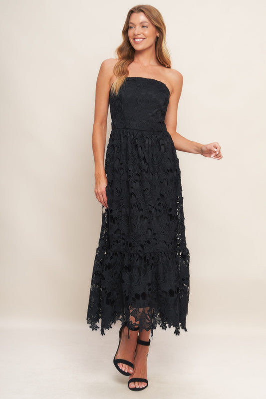 Carefree Nights Lace Midi Dress