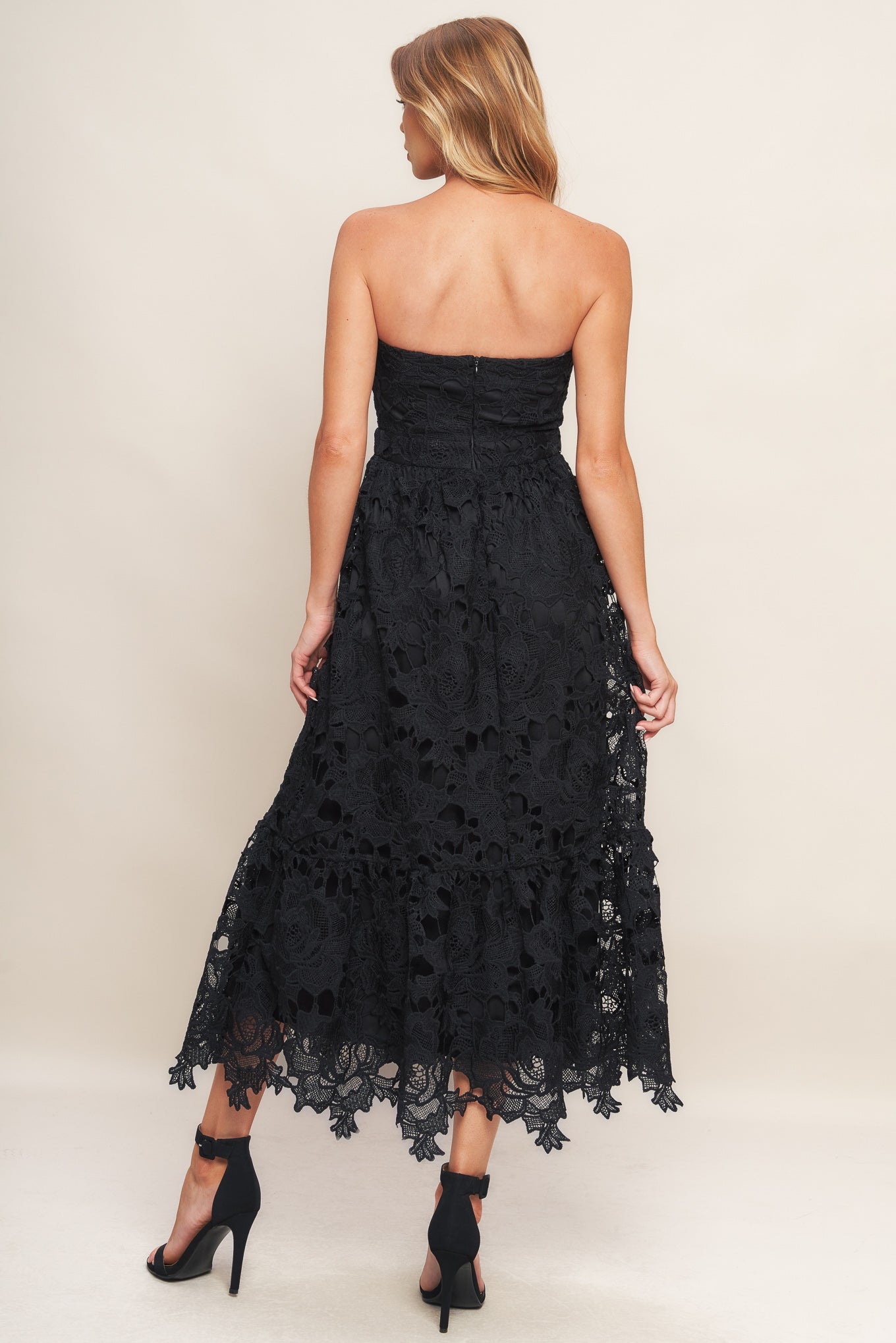 Carefree Nights Lace Midi Dress