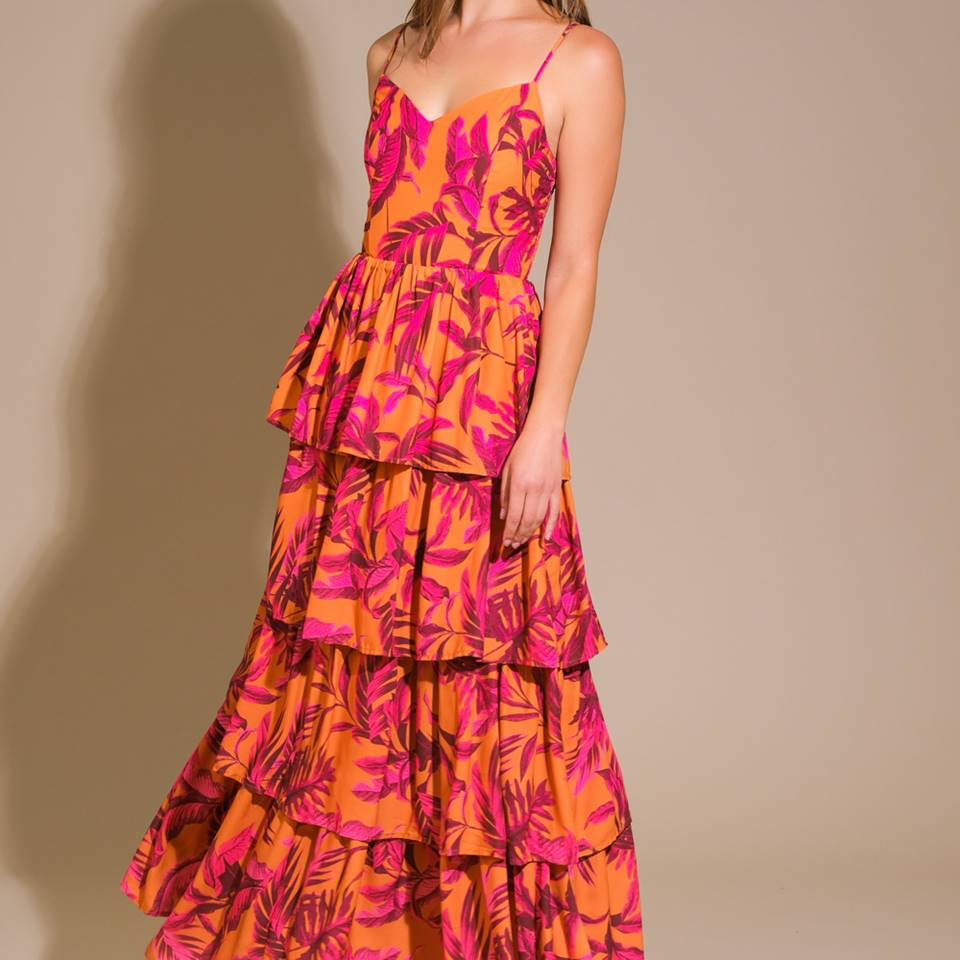 Sunset Palms Woven Maxi Dress