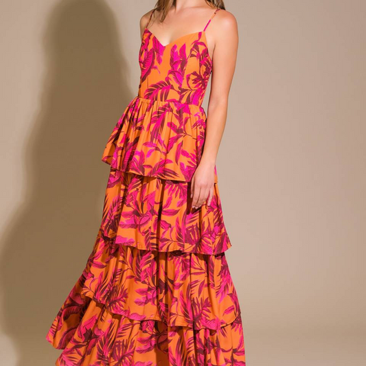 Sunset Palms Woven Maxi Dress