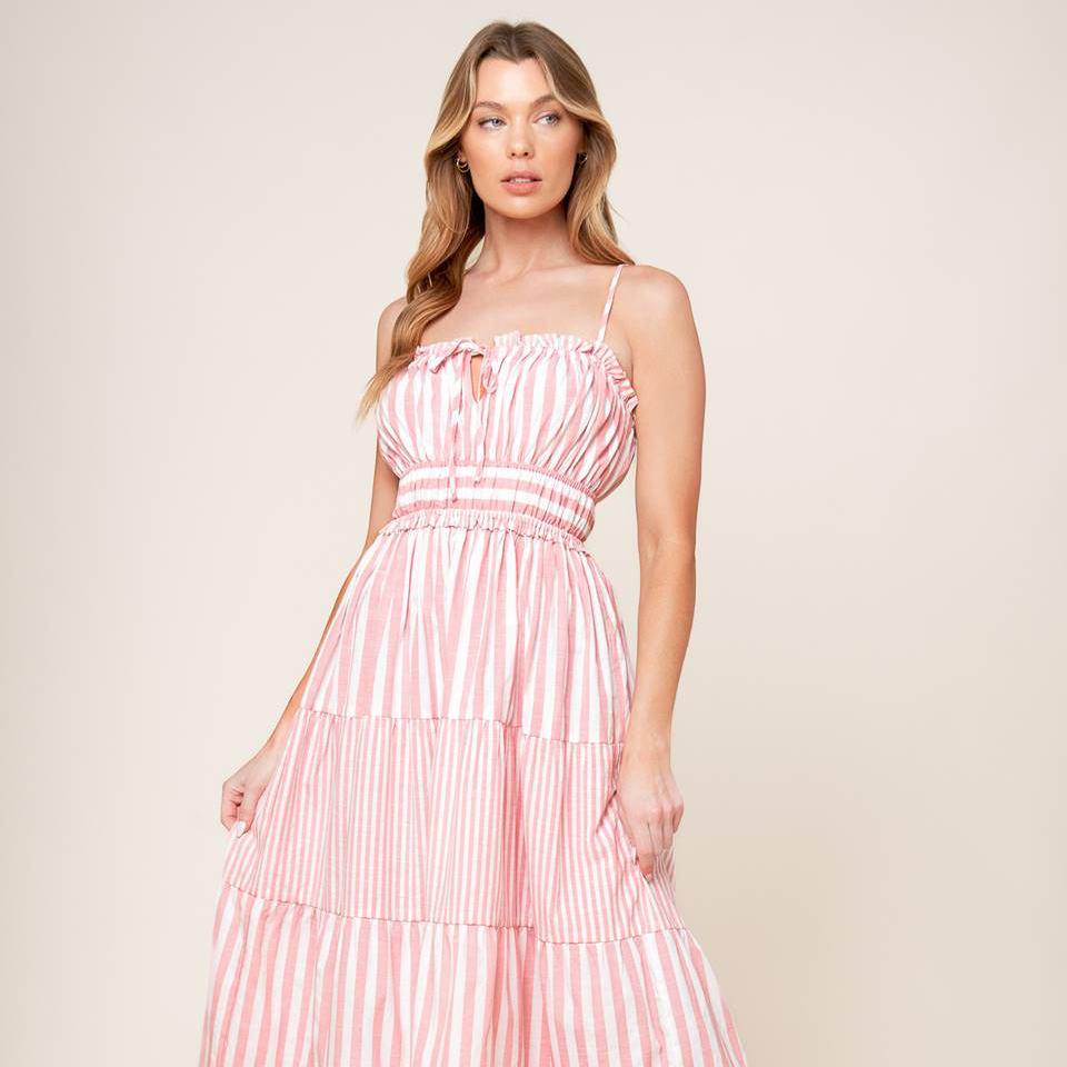 Peony Stripe Woven Maxi Dress