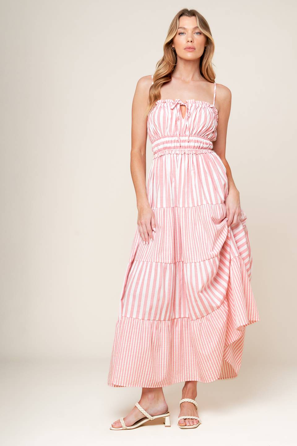 Peony Stripe Woven Maxi Dress