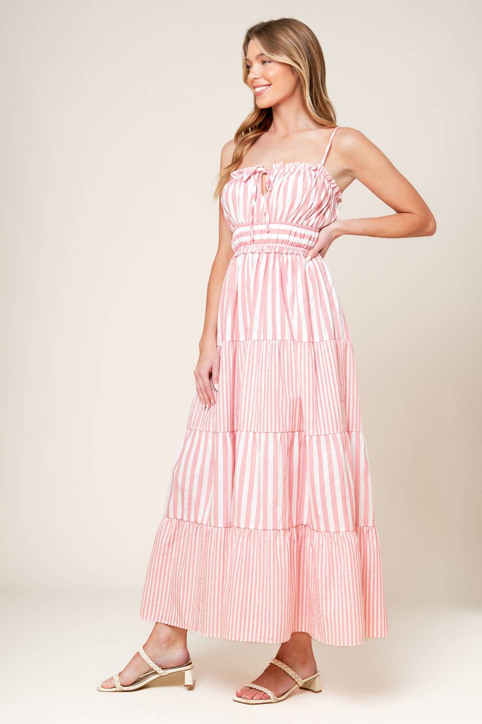 Peony Stripe Woven Maxi Dress