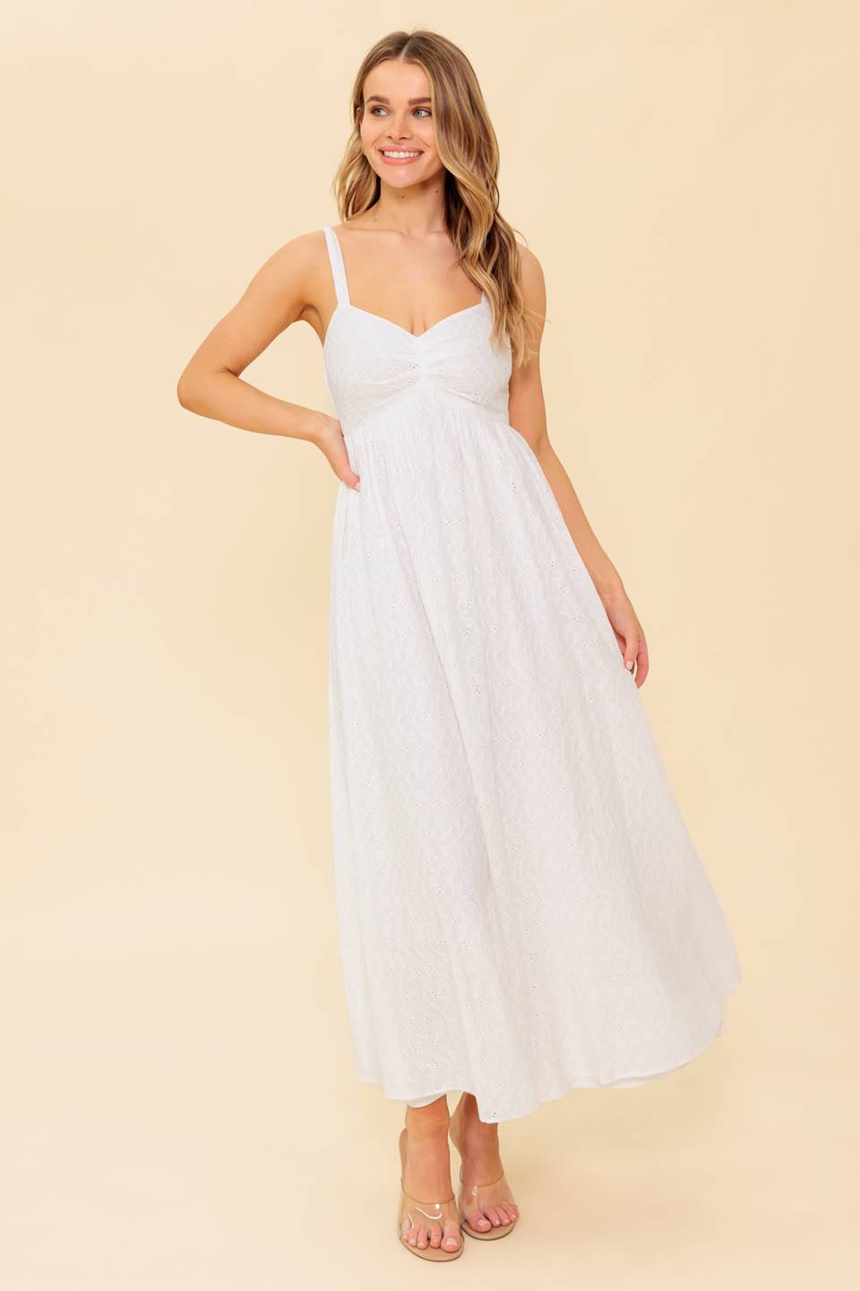 Ivory Eyelet Midi Dress