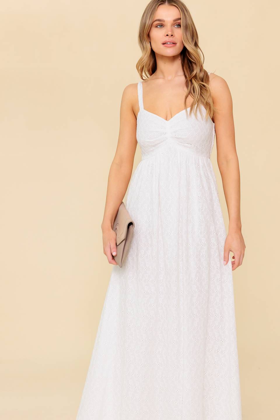 Ivory Eyelet Midi Dress