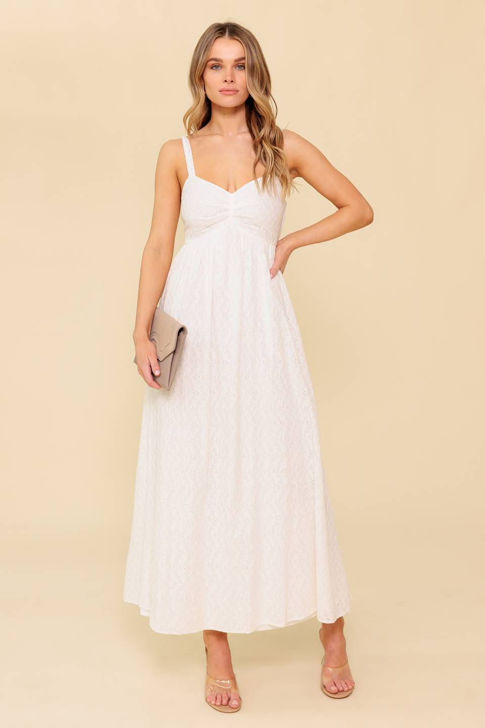 Ivory Eyelet Midi Dress
