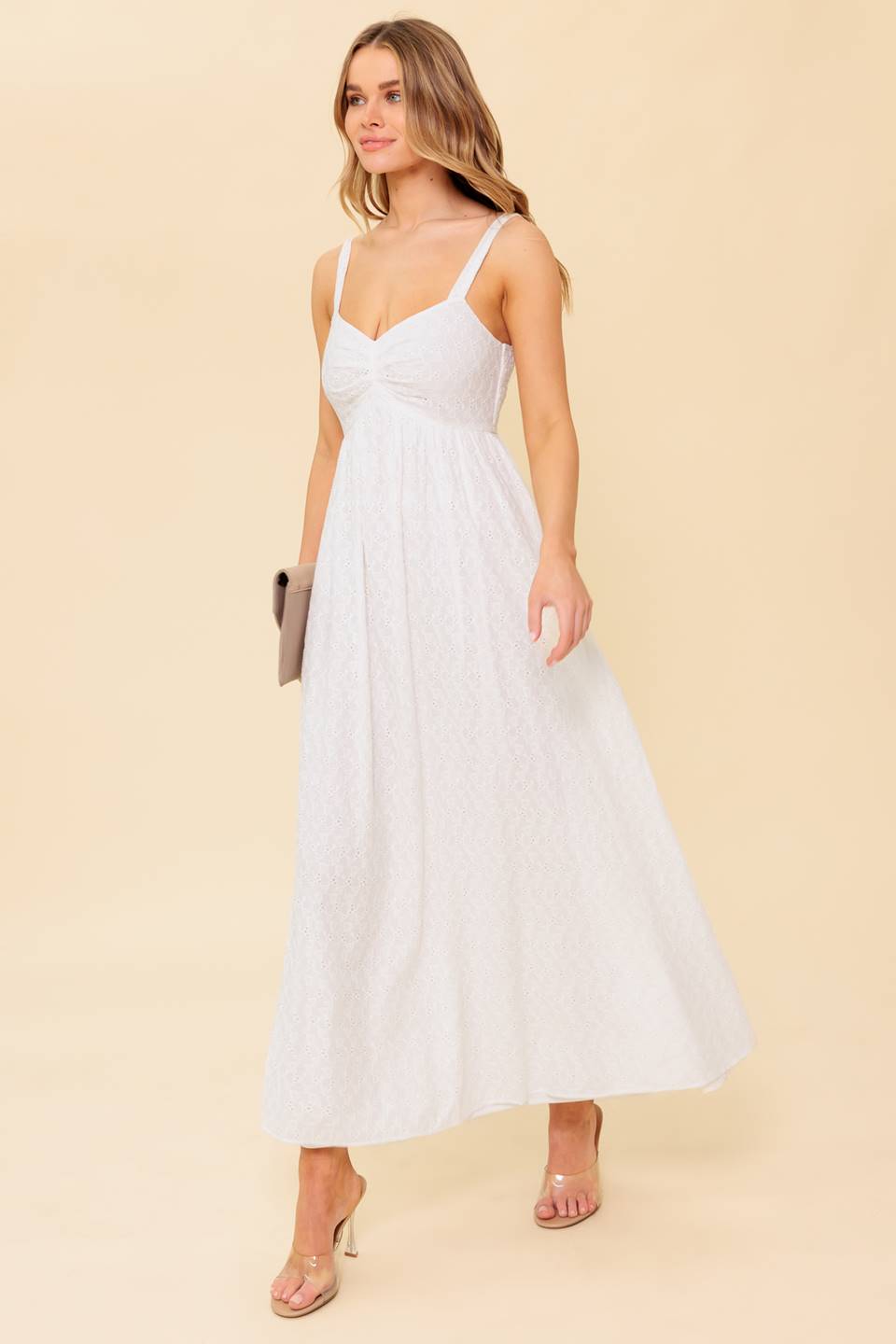 Ivory Eyelet Midi Dress