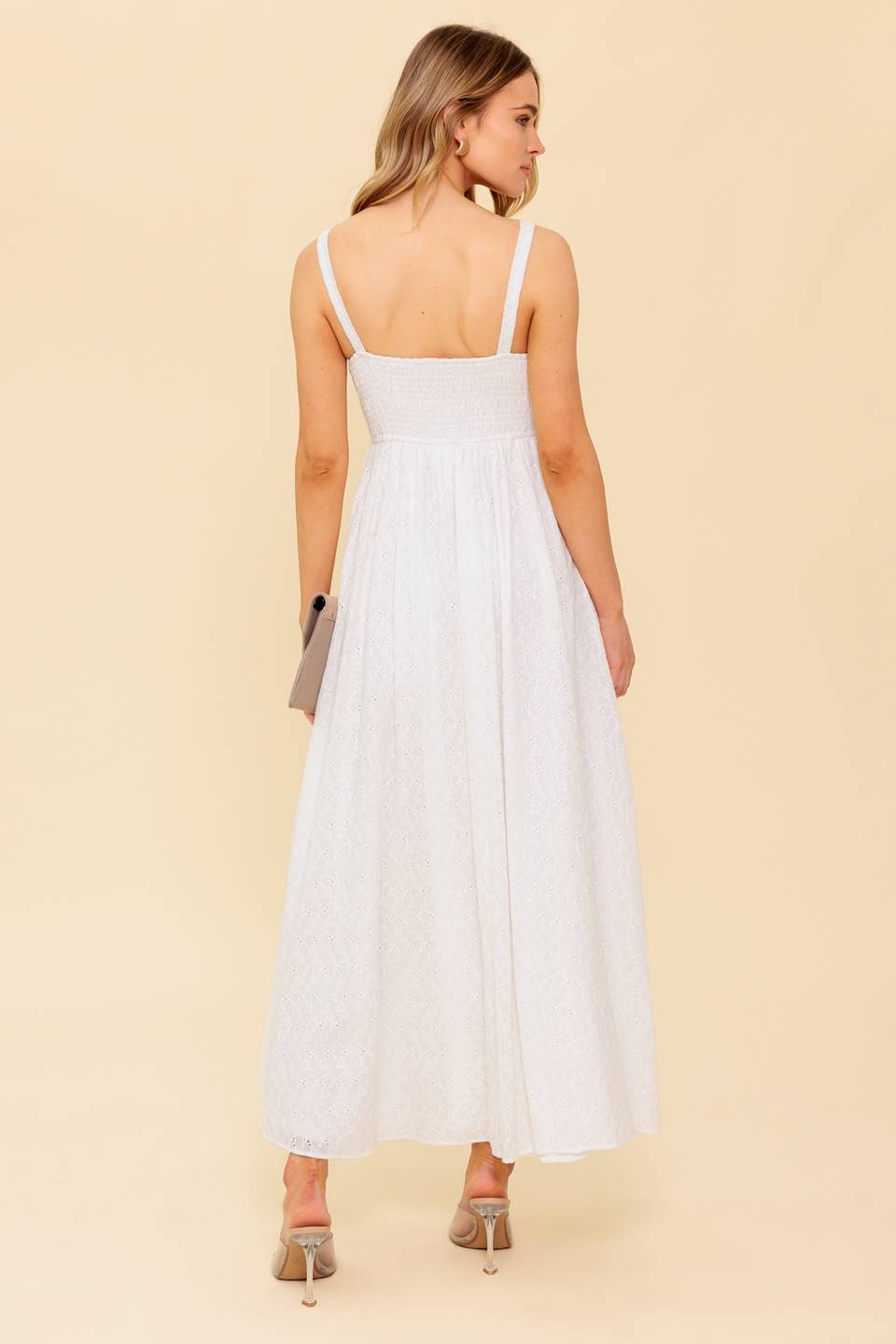 Ivory Eyelet Midi Dress