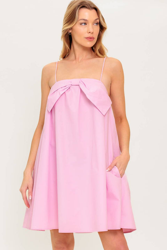 Isla Woven Mini Dress with Bow