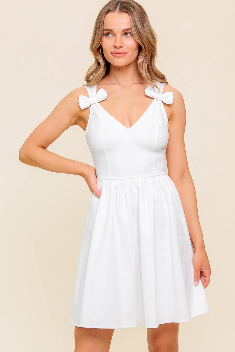 White Denim Woven Mini Dress