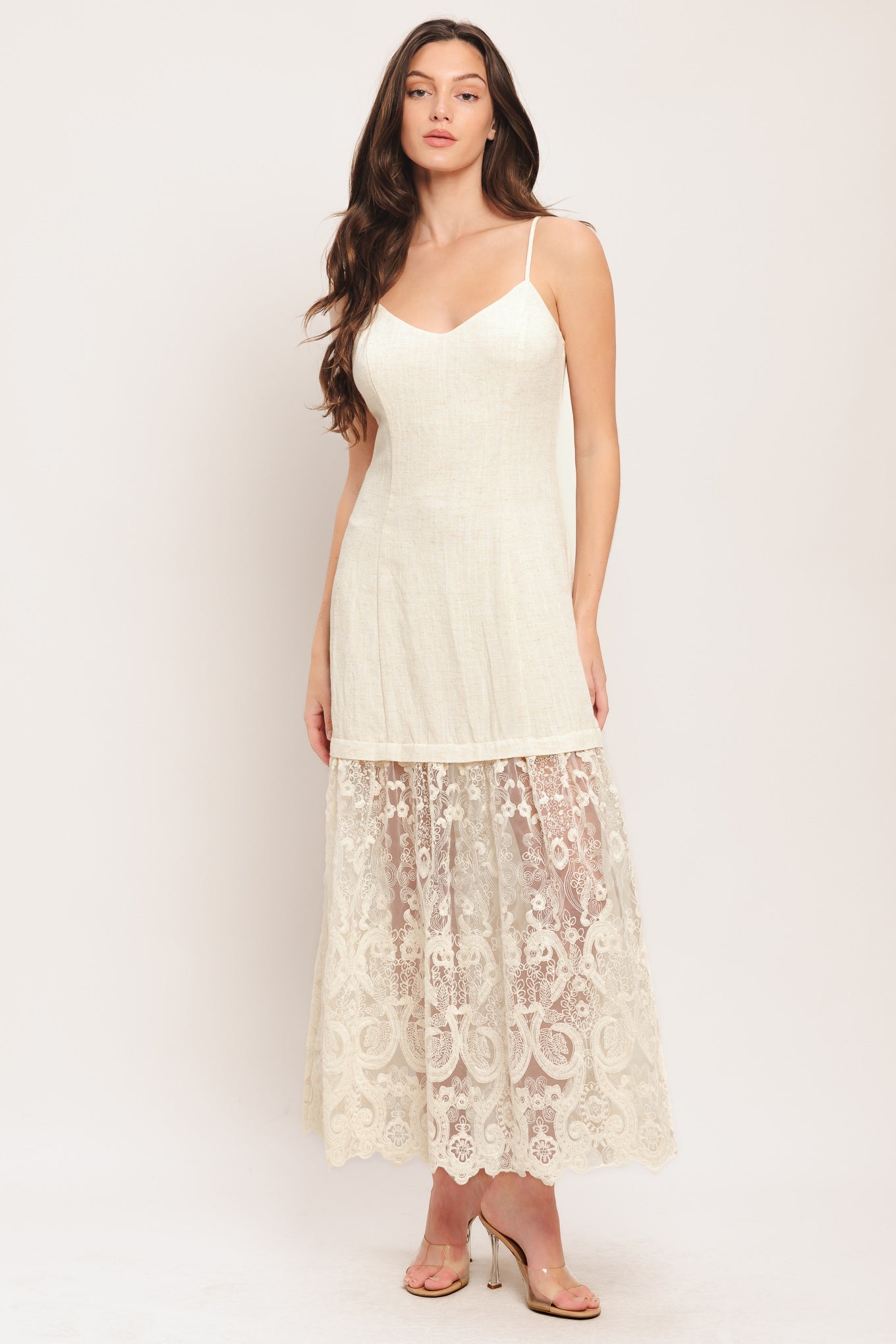 Petal Woven Lace Midi Dress