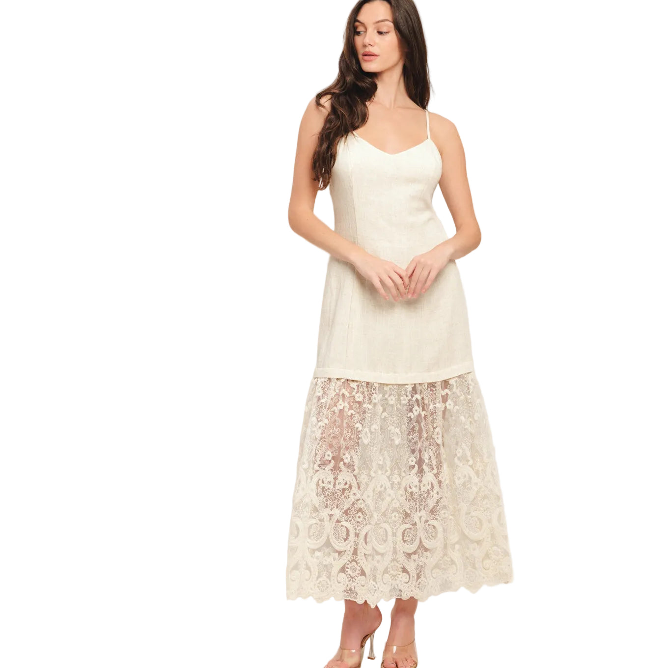 Petal Woven Lace Midi Dress