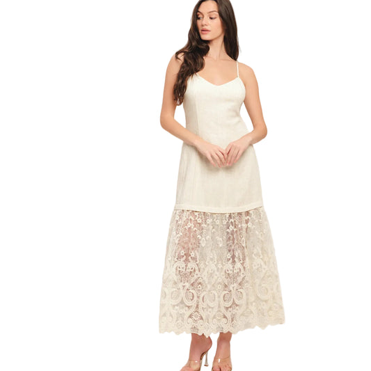 Petal Woven Lace Midi Dress