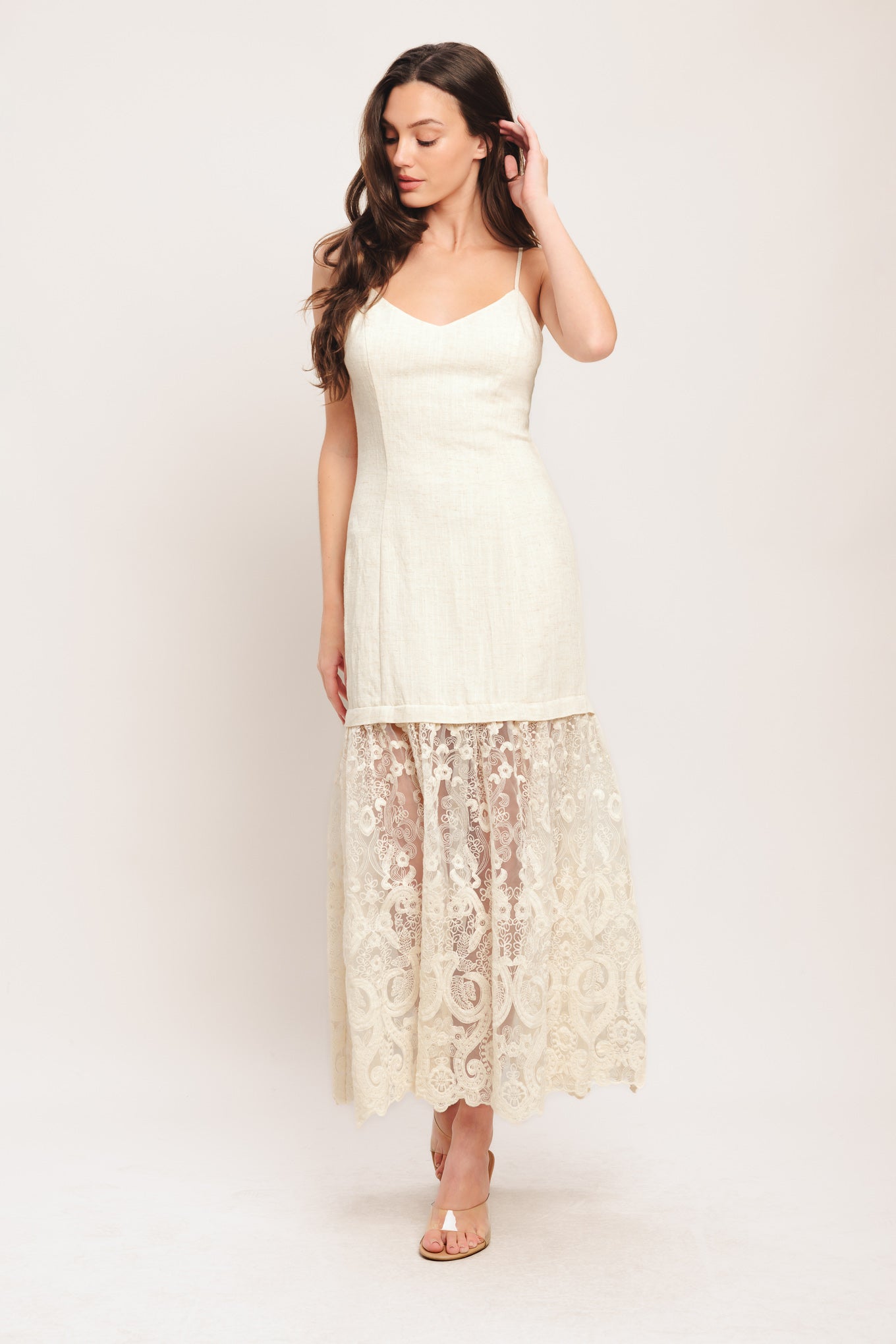 Petal Woven Lace Midi Dress