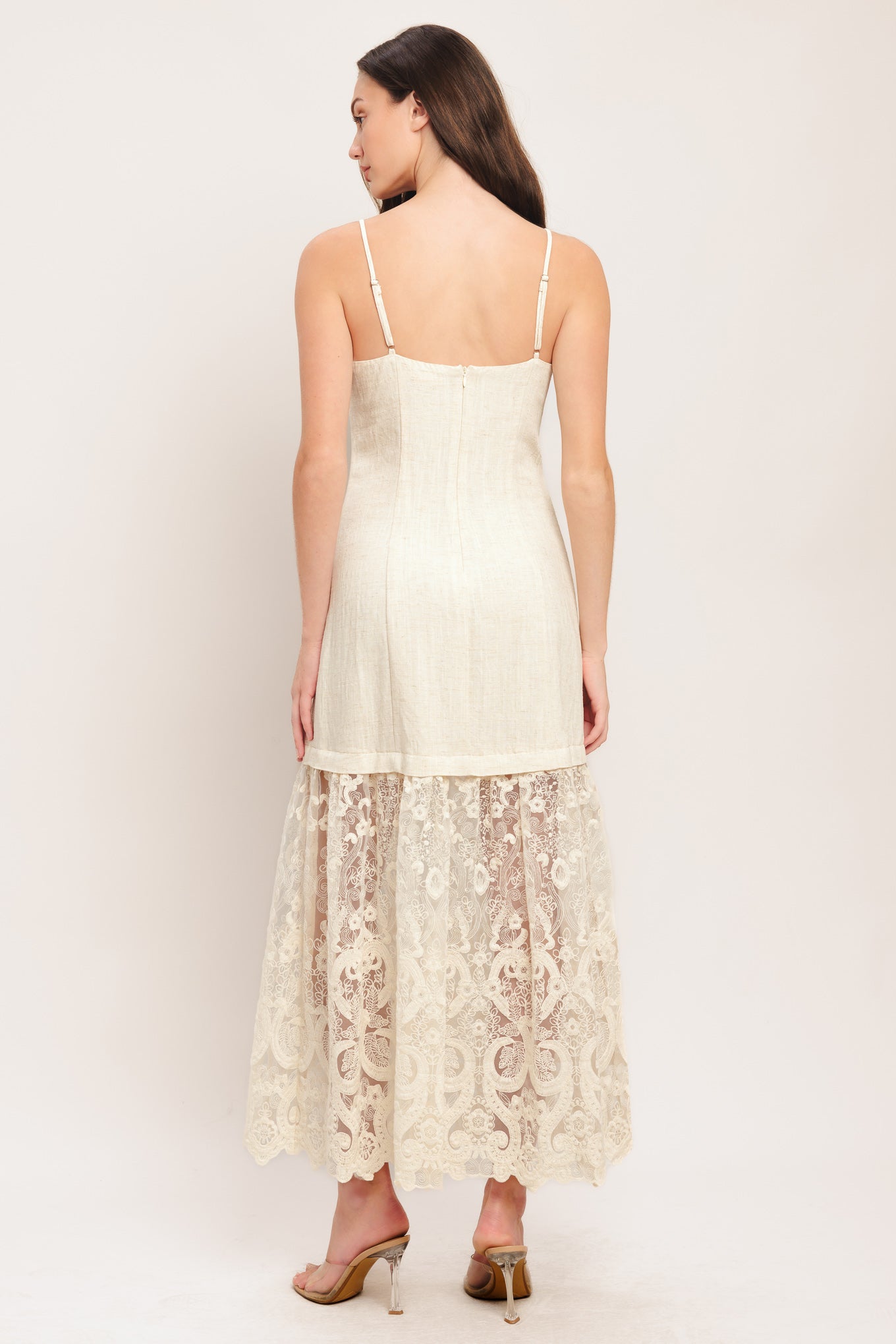 Petal Woven Lace Midi Dress
