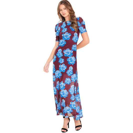 Royal Bloom Mesh Midi Dress
