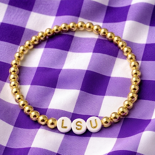 LSU Gold Beaded Bracelet