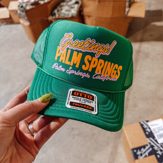 Greetings! Palm Springs Trucker Hat