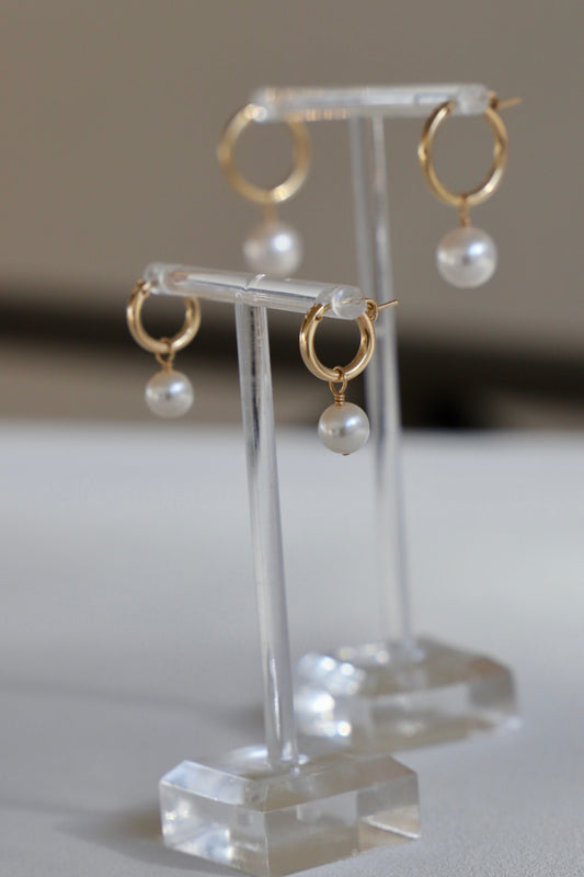 Audrey Pearl Hoop Huggies