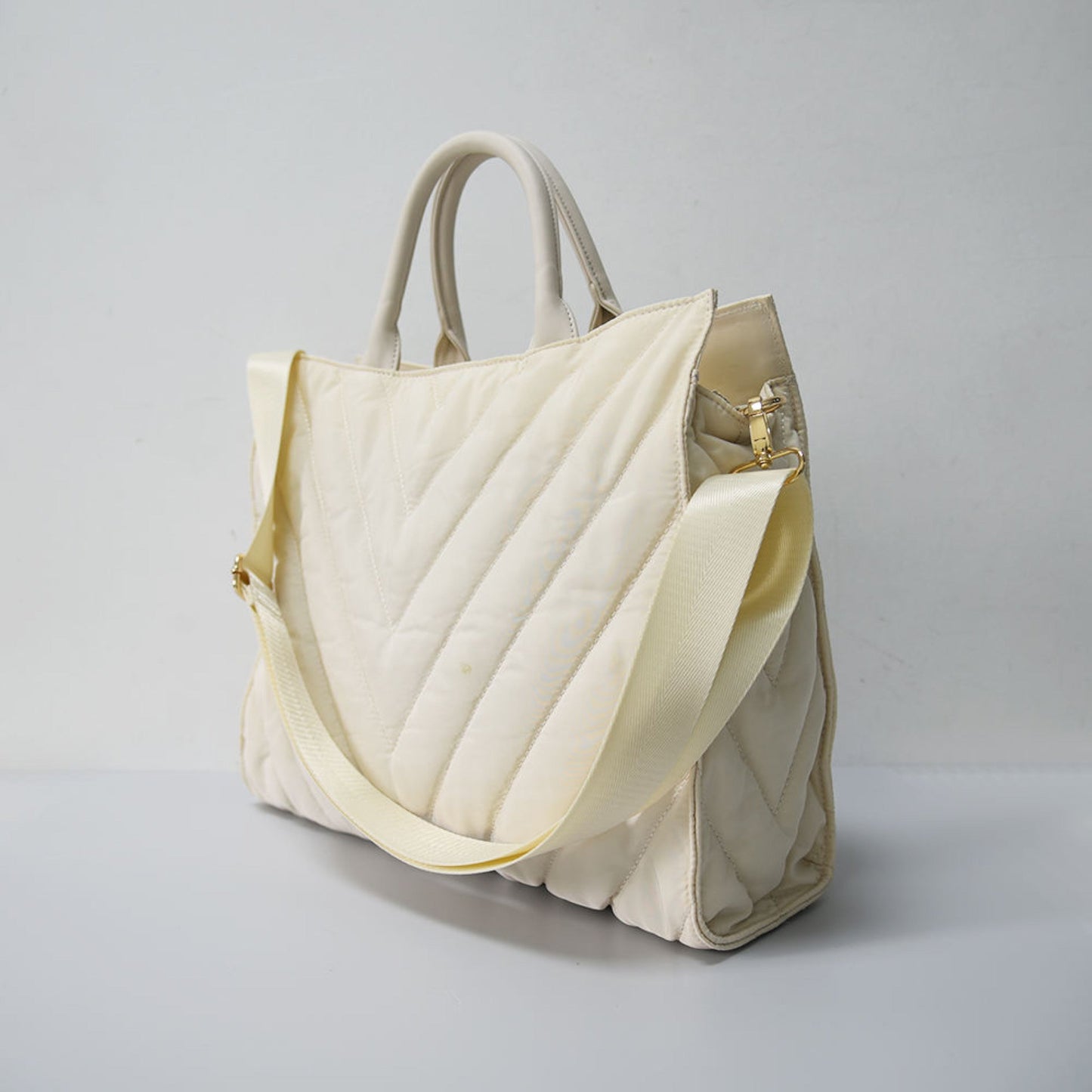 The Carmen Chevron Stripe Large Puffer Tote