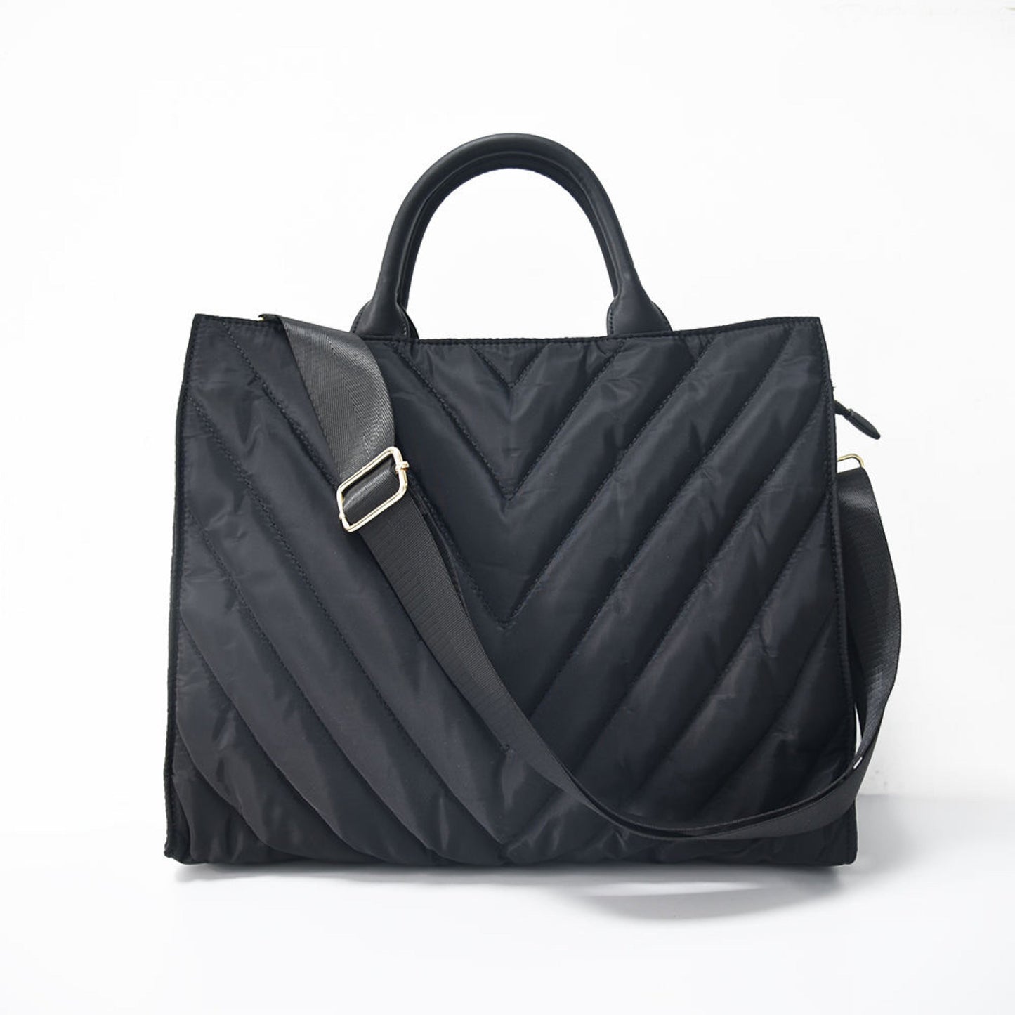 The Carmen Chevron Stripe Large Puffer Tote
