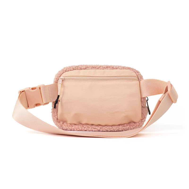 The Lennon Sherpa Belt Bag in Light Pink