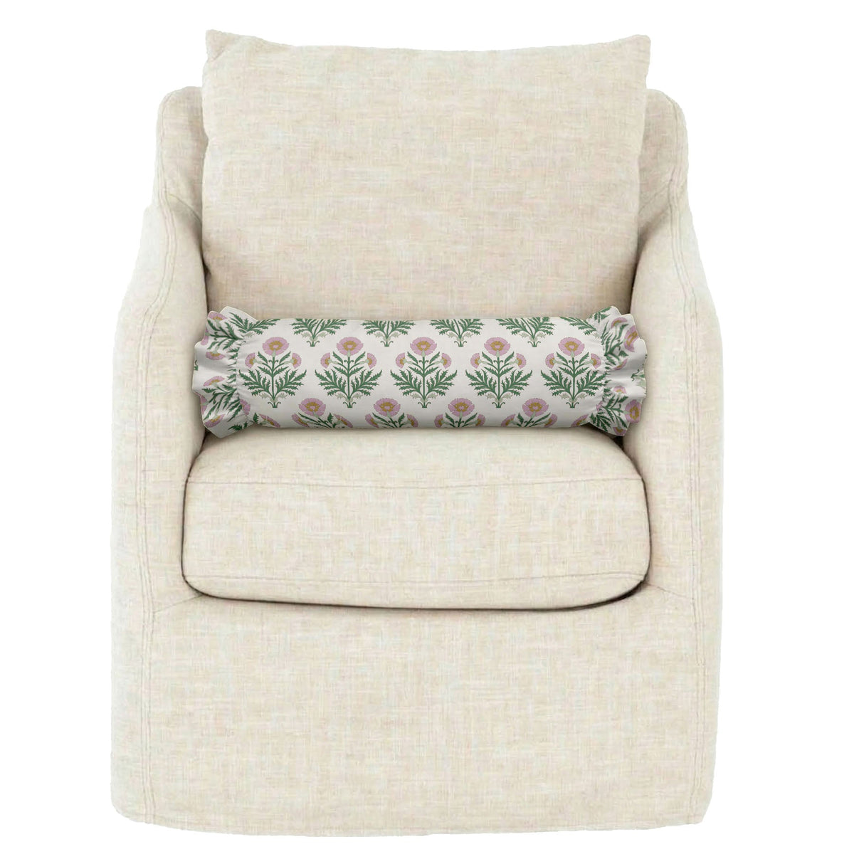 Dandelion Ruffled Bolster Pillow | Ruffled Decor Pillow