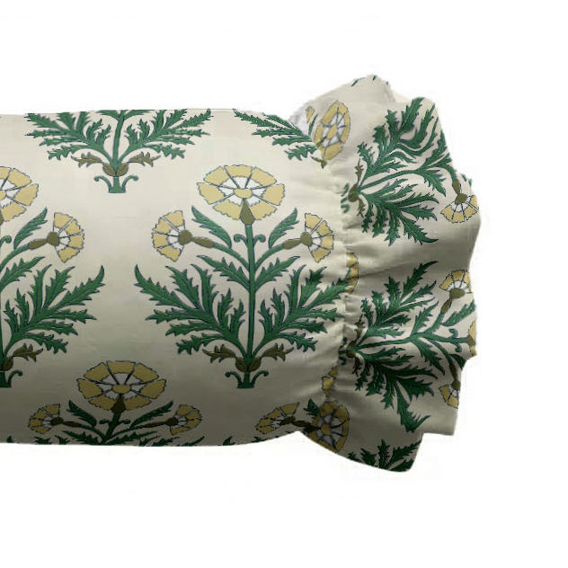 Dandelion Ruffled Bolster Pillow | Ruffled Decor Pillow