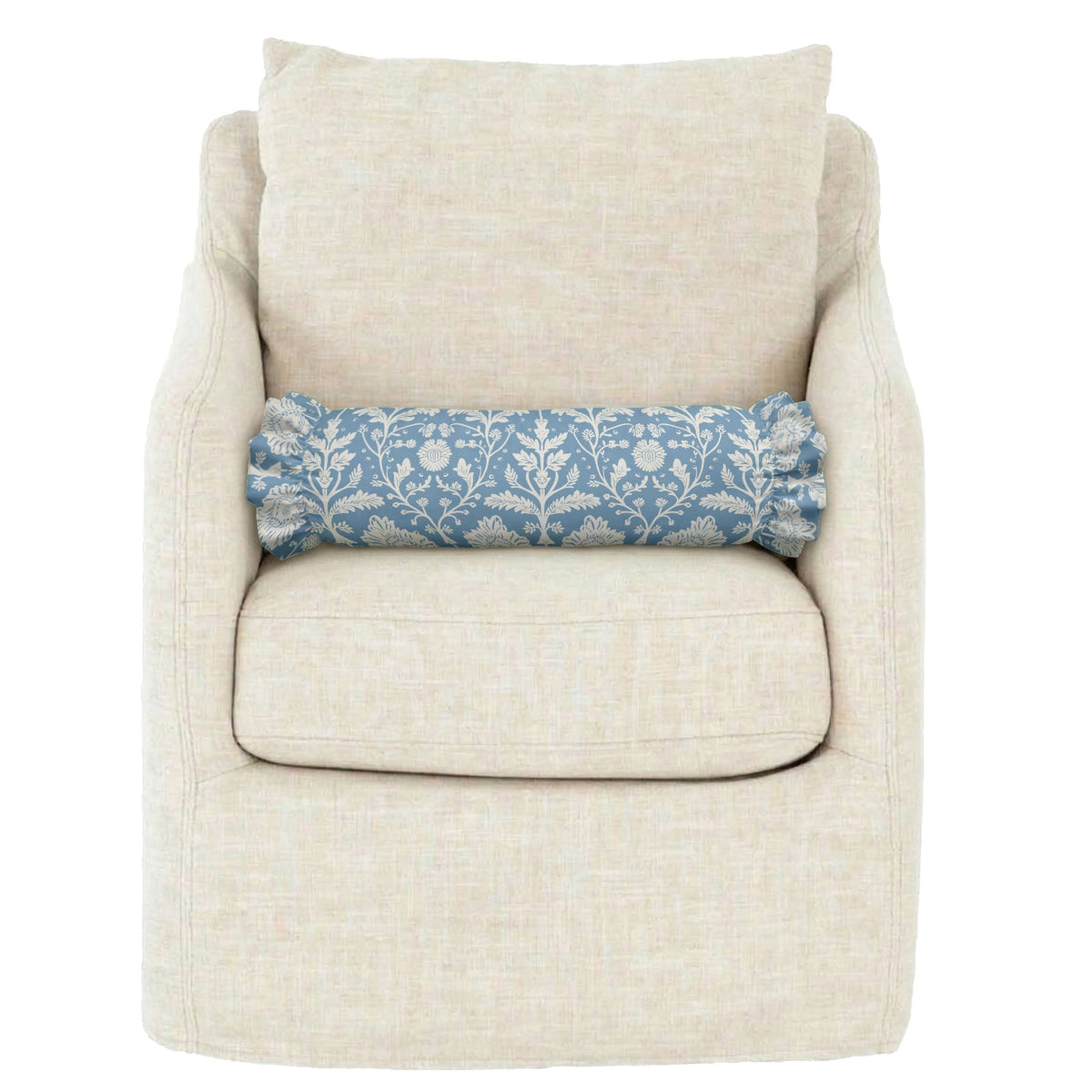 Delia Ruffled Bolster Pillow | Ruffled Decor Pillow