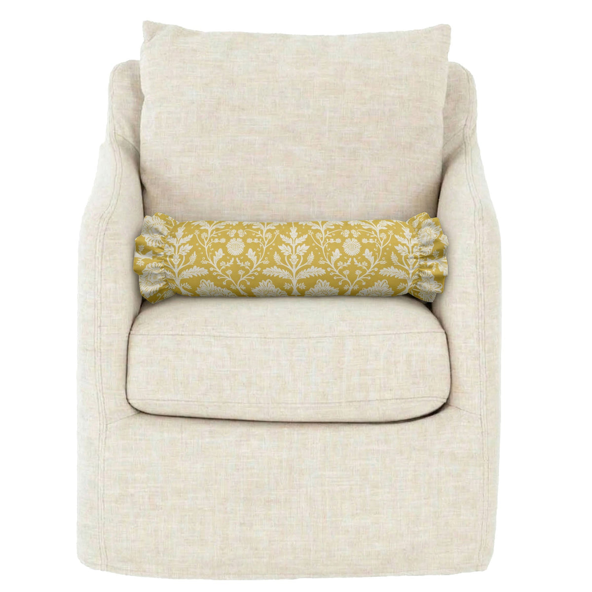 Delia Ruffled Bolster Pillow | Ruffled Decor Pillow