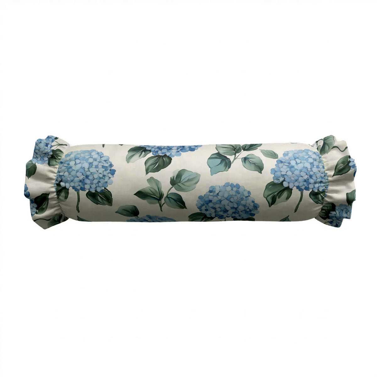 Hydrangea Morning Ruffled Bolster Pillow | Ruffled Decor Pillow