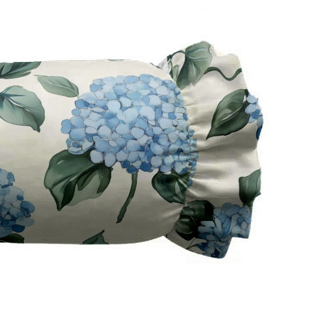 Hydrangea Morning Ruffled Bolster Pillow | Ruffled Decor Pillow