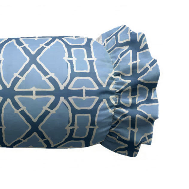 Lattice Ruffled Bolster Pillow | Ruffled Decor Pillow
