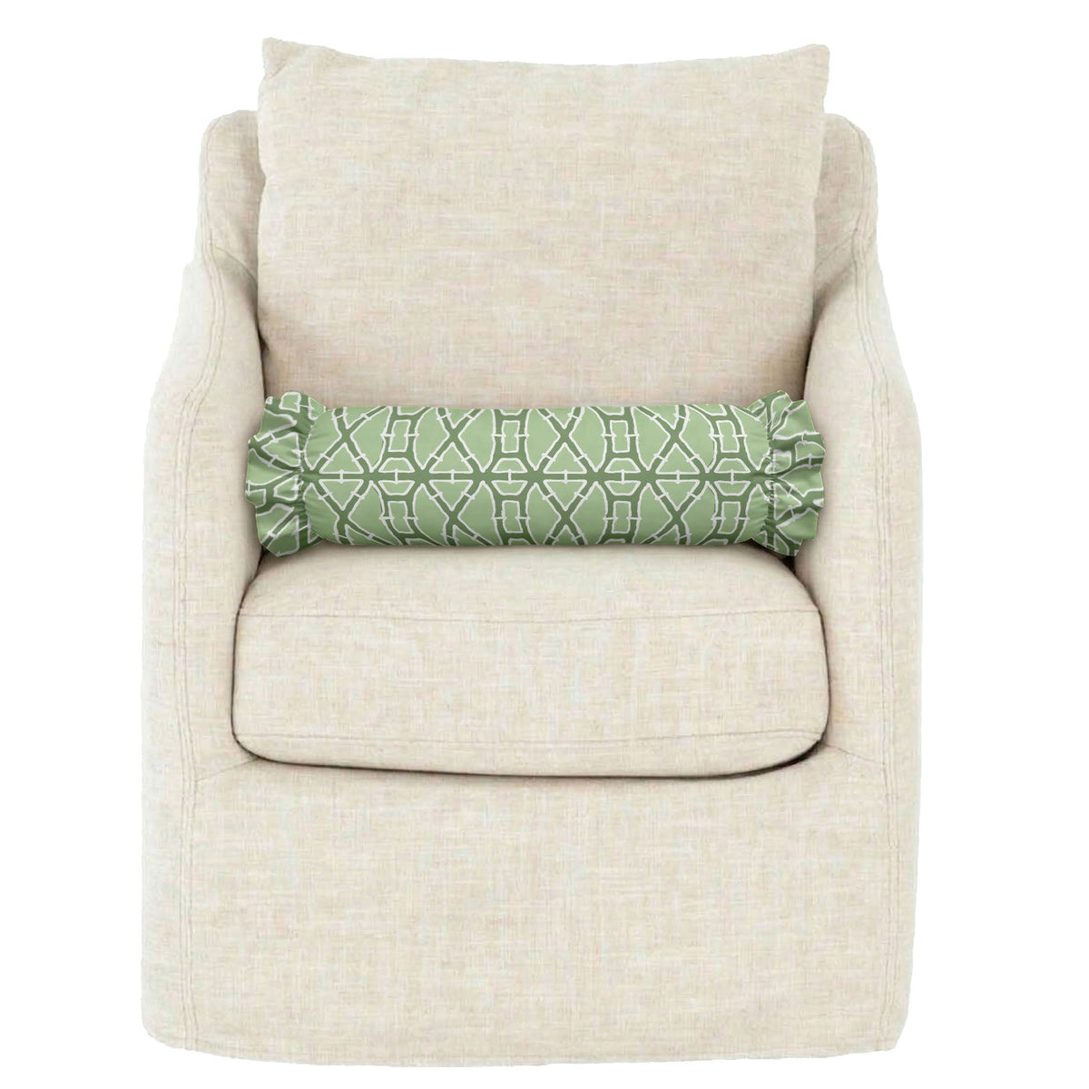 Lattice Ruffled Bolster Pillow | Ruffled Decor Pillow