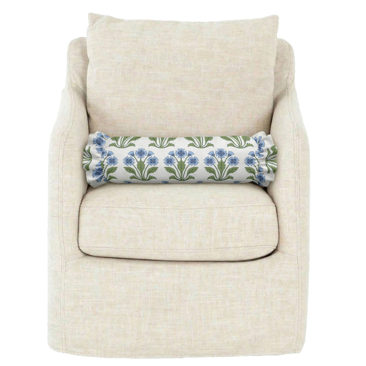 Dianthus Ruffled Bolster Pillow | Ruffled Decor Pillow