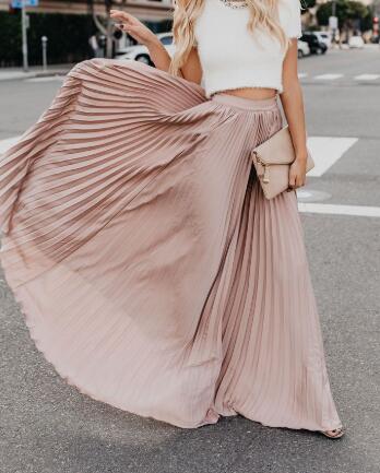 Rose Pleated Maxi Skirt