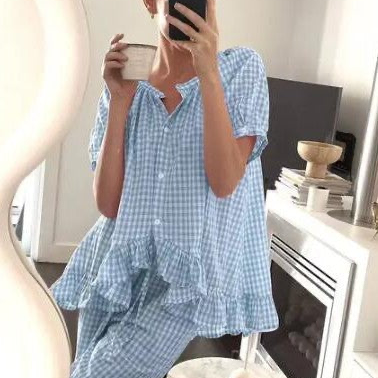 Gingham Ruffle Lounge Set