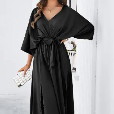 Satin Kimono Sleeve Maxi Dress