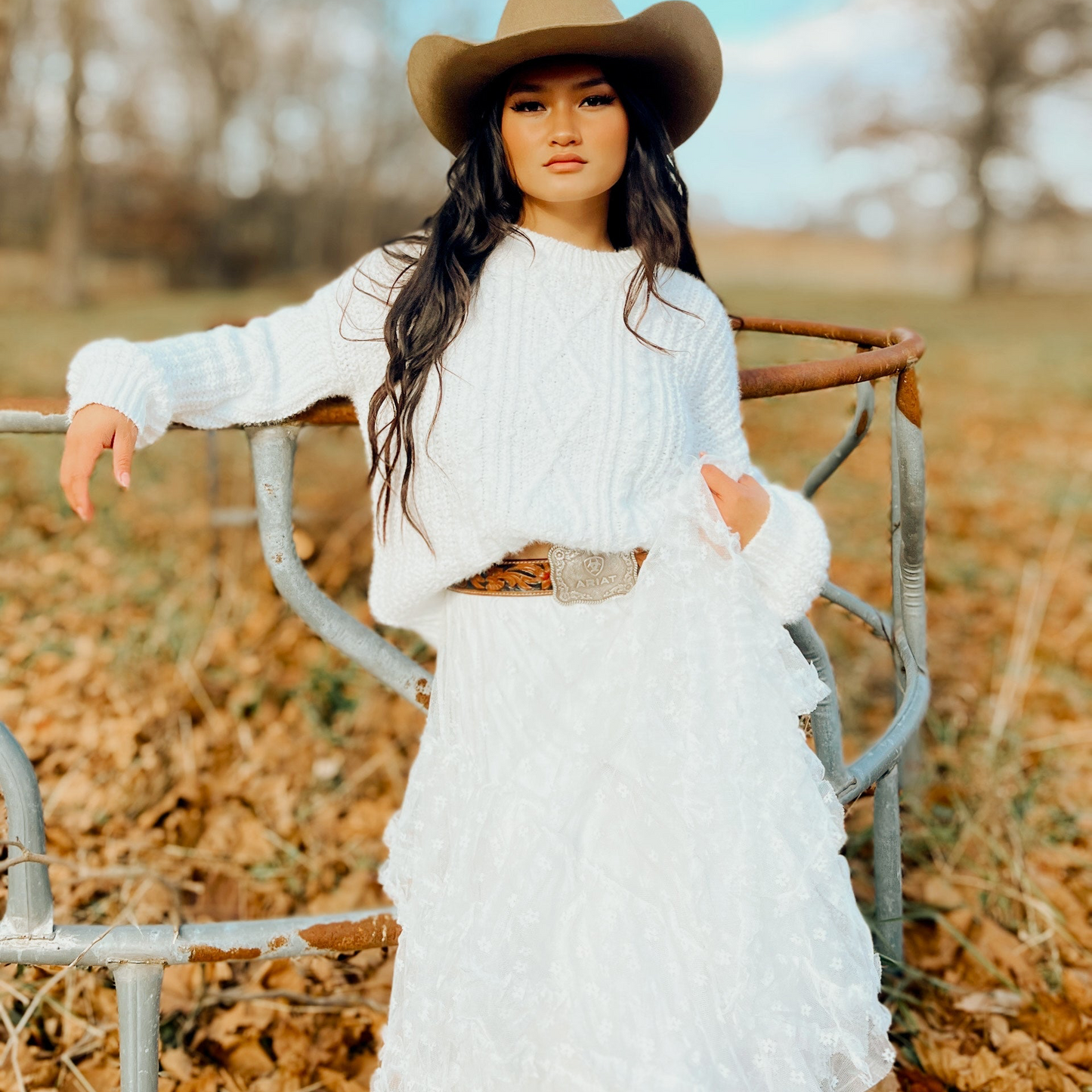 Lace Ruffle Mesh Maxi Skirt