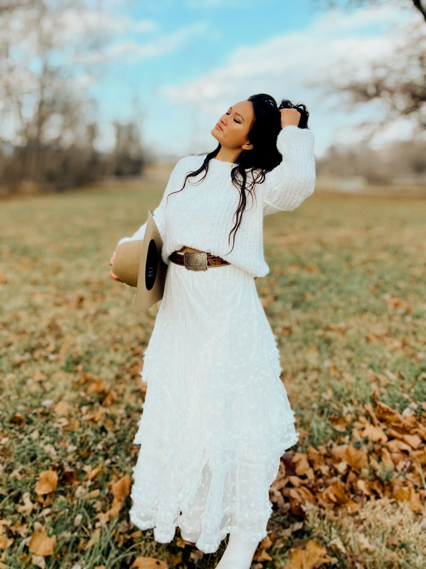 Lace Ruffle Mesh Maxi Skirt